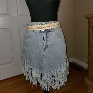 Denim Fringe Shorts